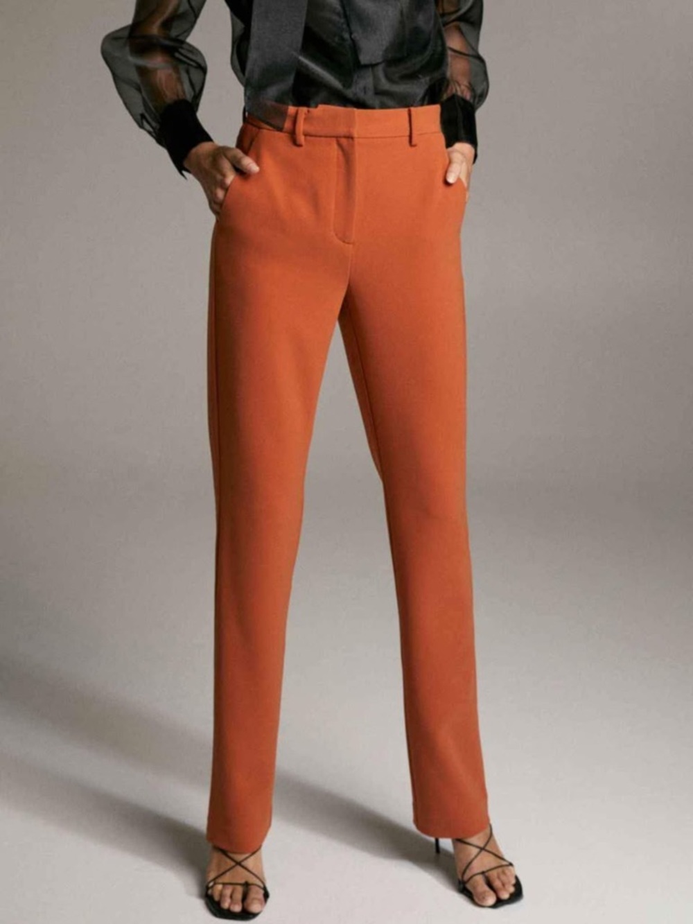 Aritzia Straight-Leg Trousers in Burnt Orange